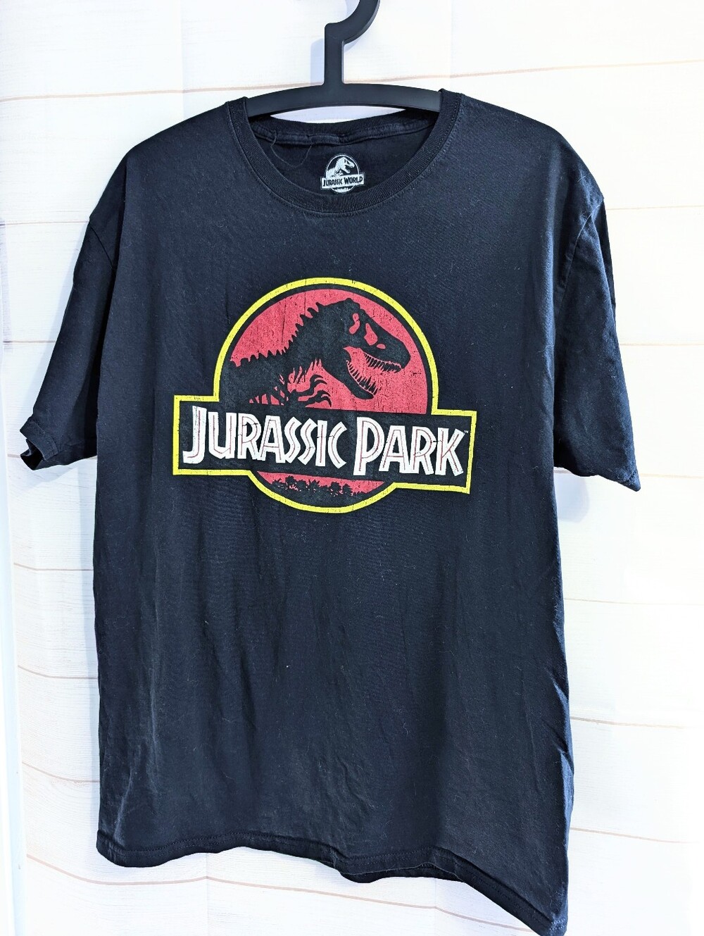 Vintage Jurassic Park Black Graphic Logo Shirt Size Large
